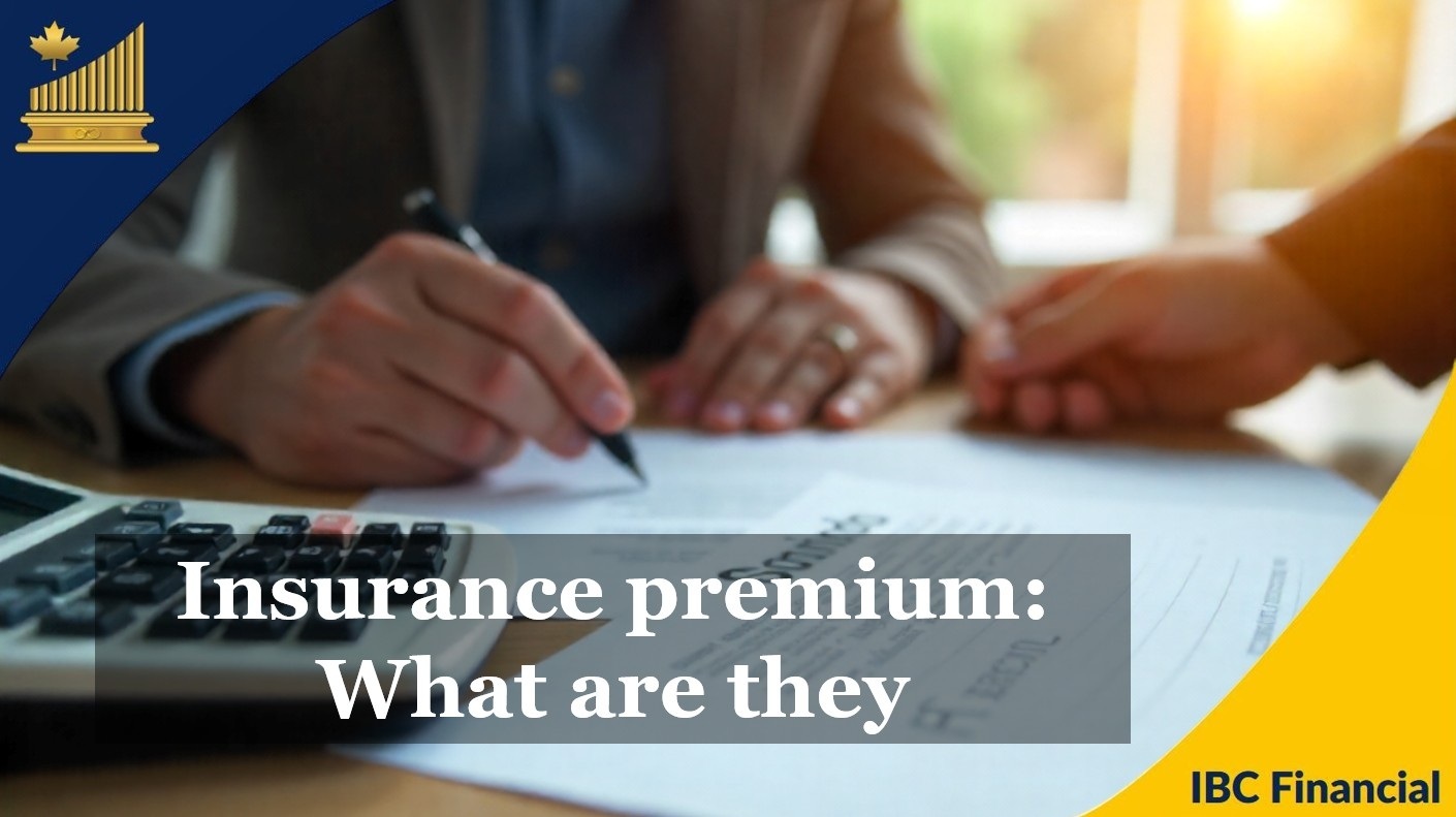 Two people signing a document at a table, with the caption Insurance premium: What are they
